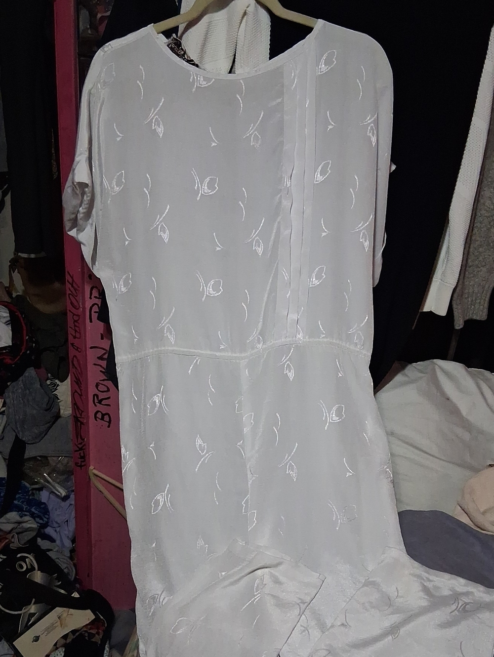 White Embroidered Short-Sleeve Sleep Chemise - Lightweight Nightdress